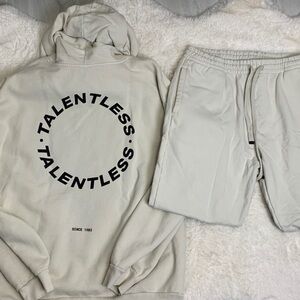Talentless Heavyweight Circle Logo Bone Hoodie and Sweat Pants Men’s Size XXL